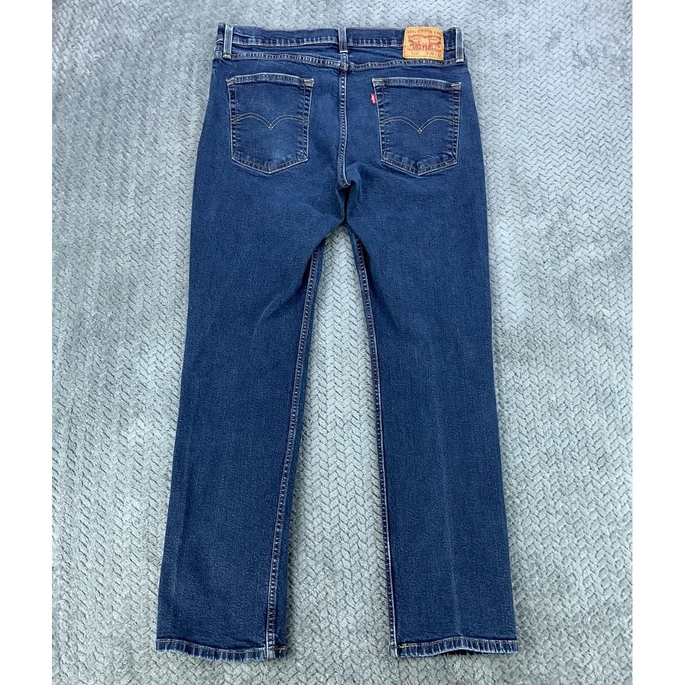 Levis 514 Jeans Men 36x32 (Fits 35x31) Blue Stretch Straight Leg Dark Wash Denim